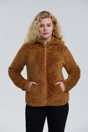 Polar Mujer Peludo Con Bolsillo Camel Oscuro
