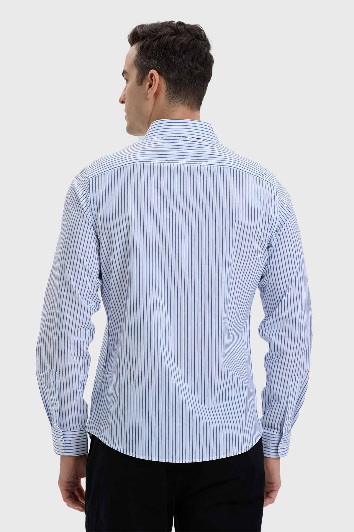 Camisa Hombre Slim Fit Rayas Blanco