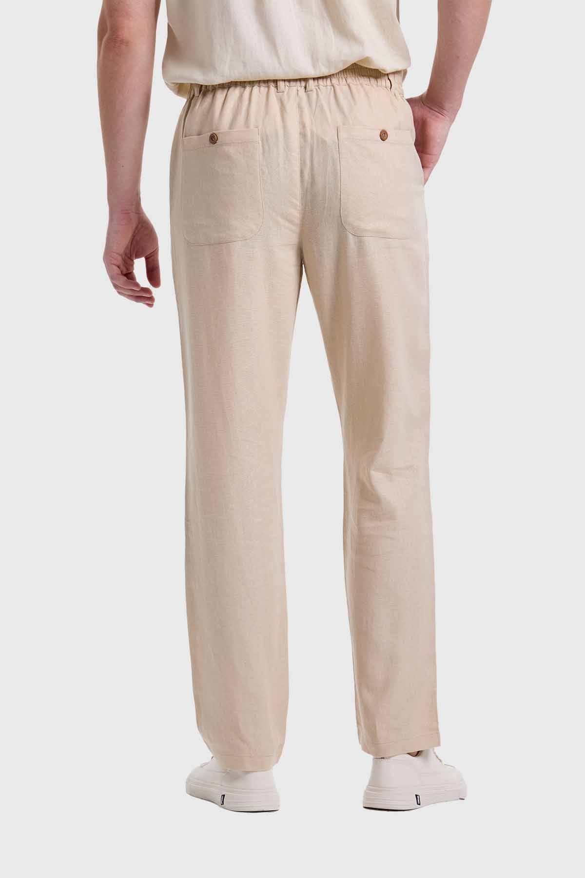 Pantalón Hombre Lino Beige