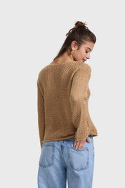 Sweater Mujer Calado Camel