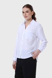 Blusa Mujer Abotonada Con Bolsillo Blanco