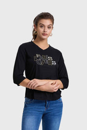 Polera Mujer Aplicación Negro