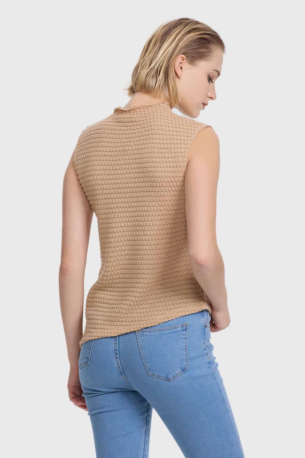 Polera Mujer C/Basta En Punta Beige