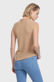Polera Mujer C/Basta En Punta Beige