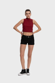 Polera Mujer Amarras Costados Burdeo