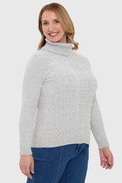 Sweater Mujer Trenzado Gris