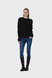 Sweater Mujer Trenzado Negro