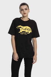 Polera Mujer Oversize Hufflepuff Harry Potter Negro