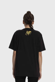 Polera Mujer Oversize Hufflepuff Harry Potter Negro
