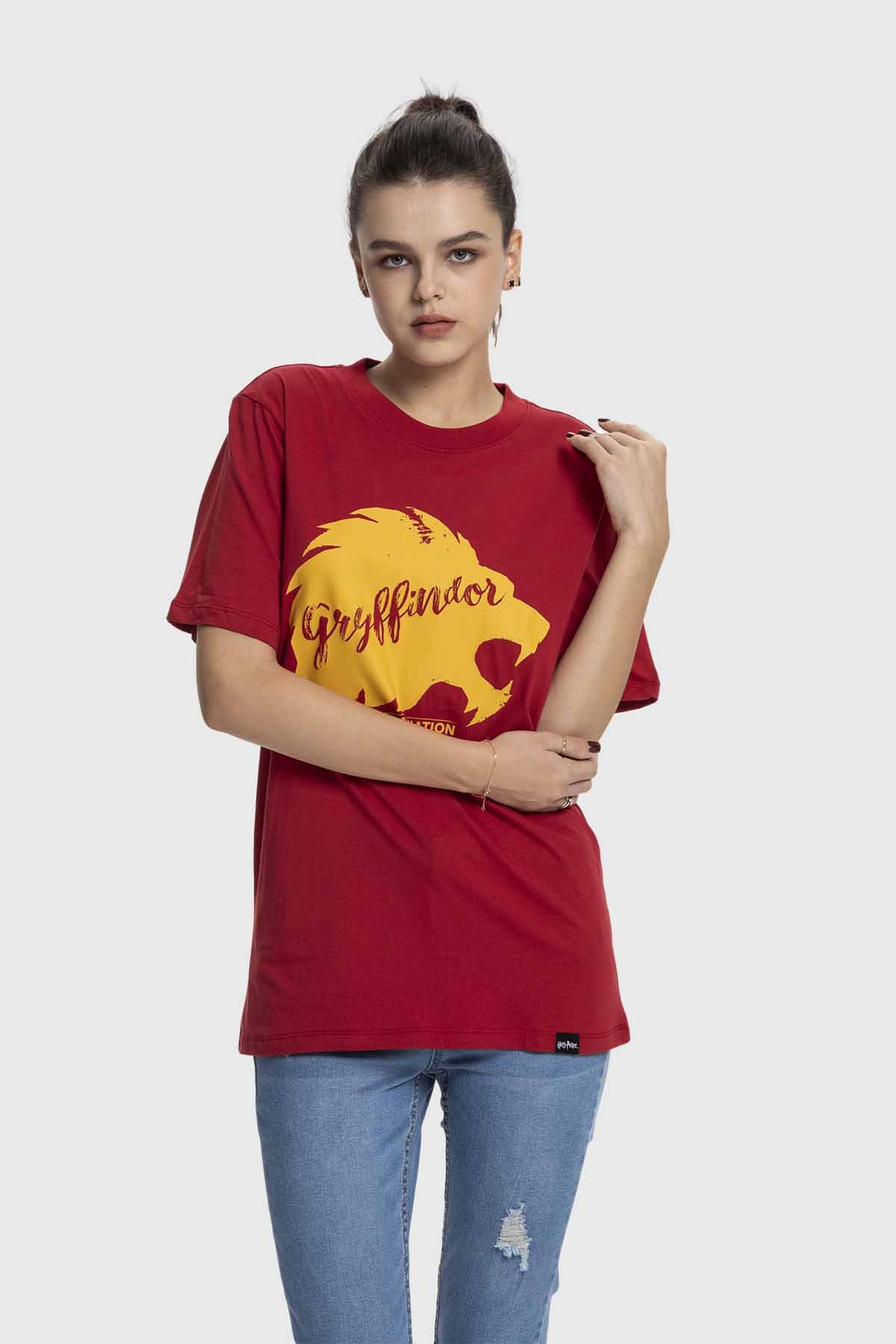 Polera Mujer Oversize Gryffindor Harry Potter Burdeo