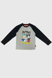 Polera Niño Mickey Y Pato Gris