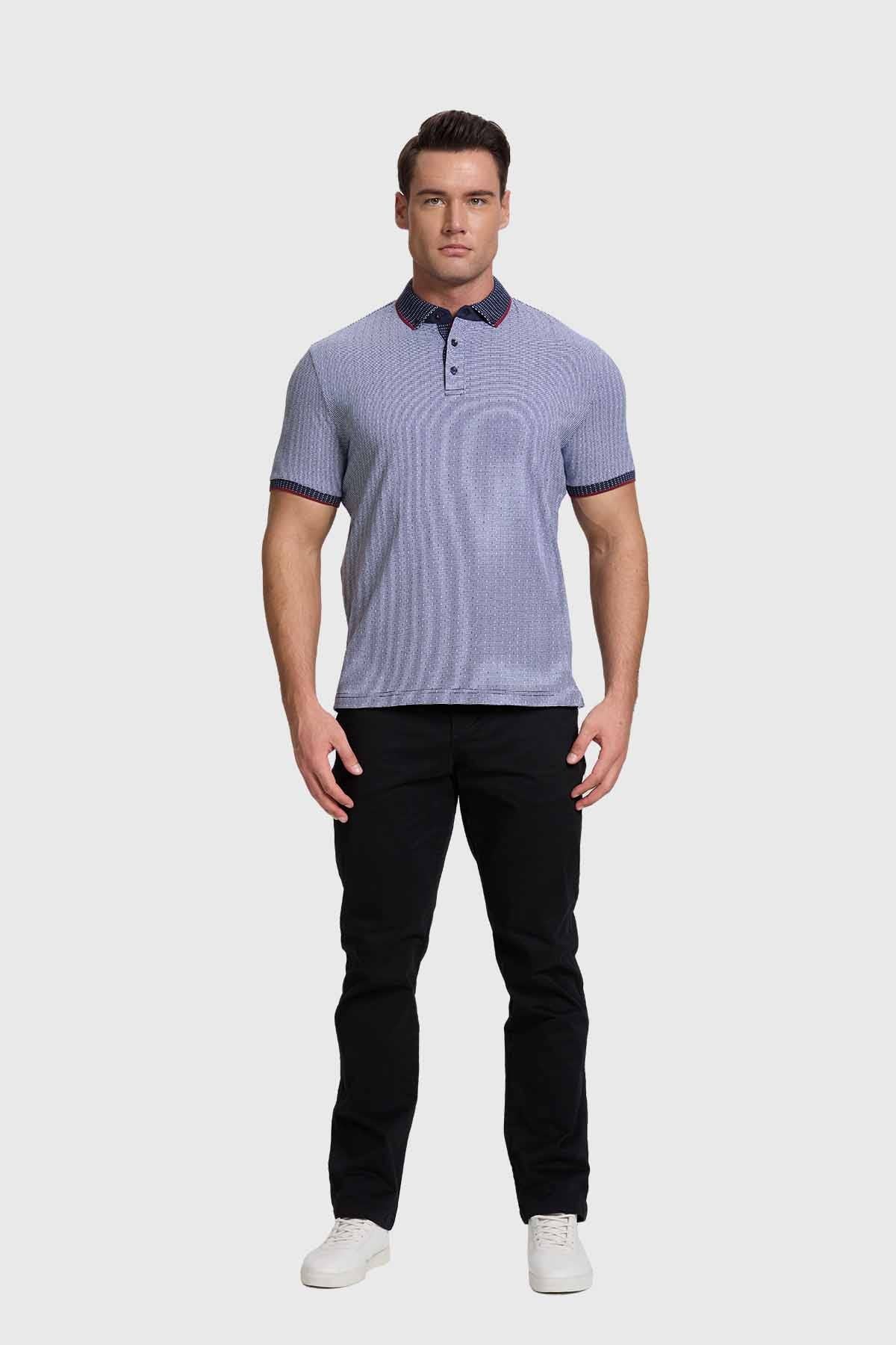 Polera Hombre Mini Print Azul