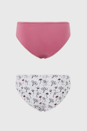 Calzón Mujer Bipack Bikini Estampado Blanco
