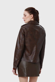 CHAQUETA MUJER PU CAFÉ I