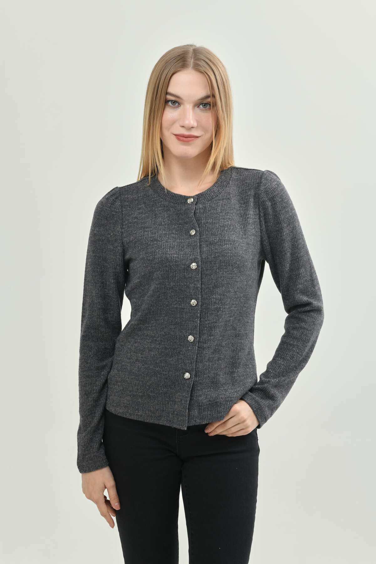 Sweater Mujer Regular Gris Melange