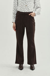 Pantalón Mujer Leve Flare Café Oscuro