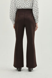 Pantalón Mujer Leve Flare Café Oscuro