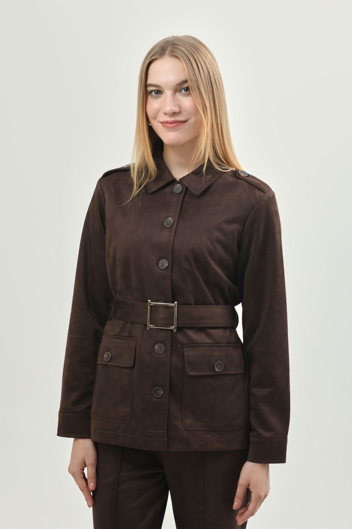 Chaqueta Mujer Regular Café Oscuro