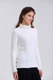 Sweater Mujer Botones Crudo