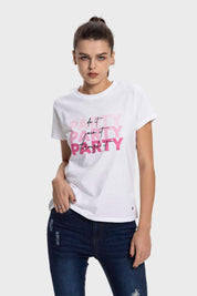 Polera Mujer Básica Print Blanco