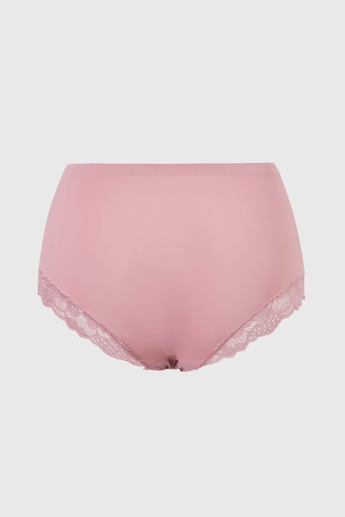 Calzón Mujer Tiro Alto Detalle Encaje Rosa