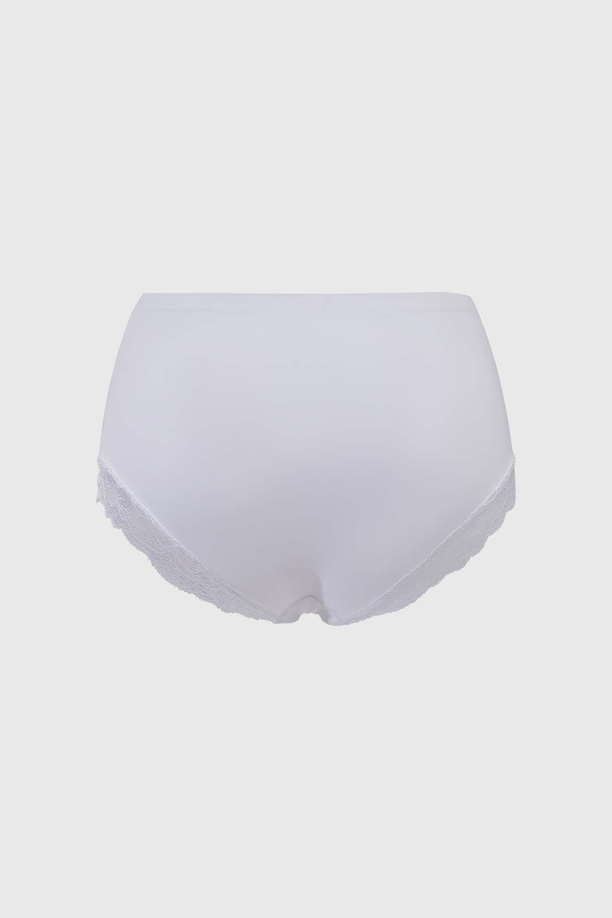 Calzón Mujer Tiro Alto Detalle Encaje Blanco