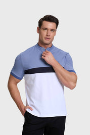 Polera Hombre Franja Celeste
