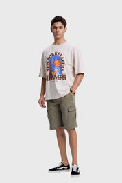 Polera Hombre Print Basketball Beige