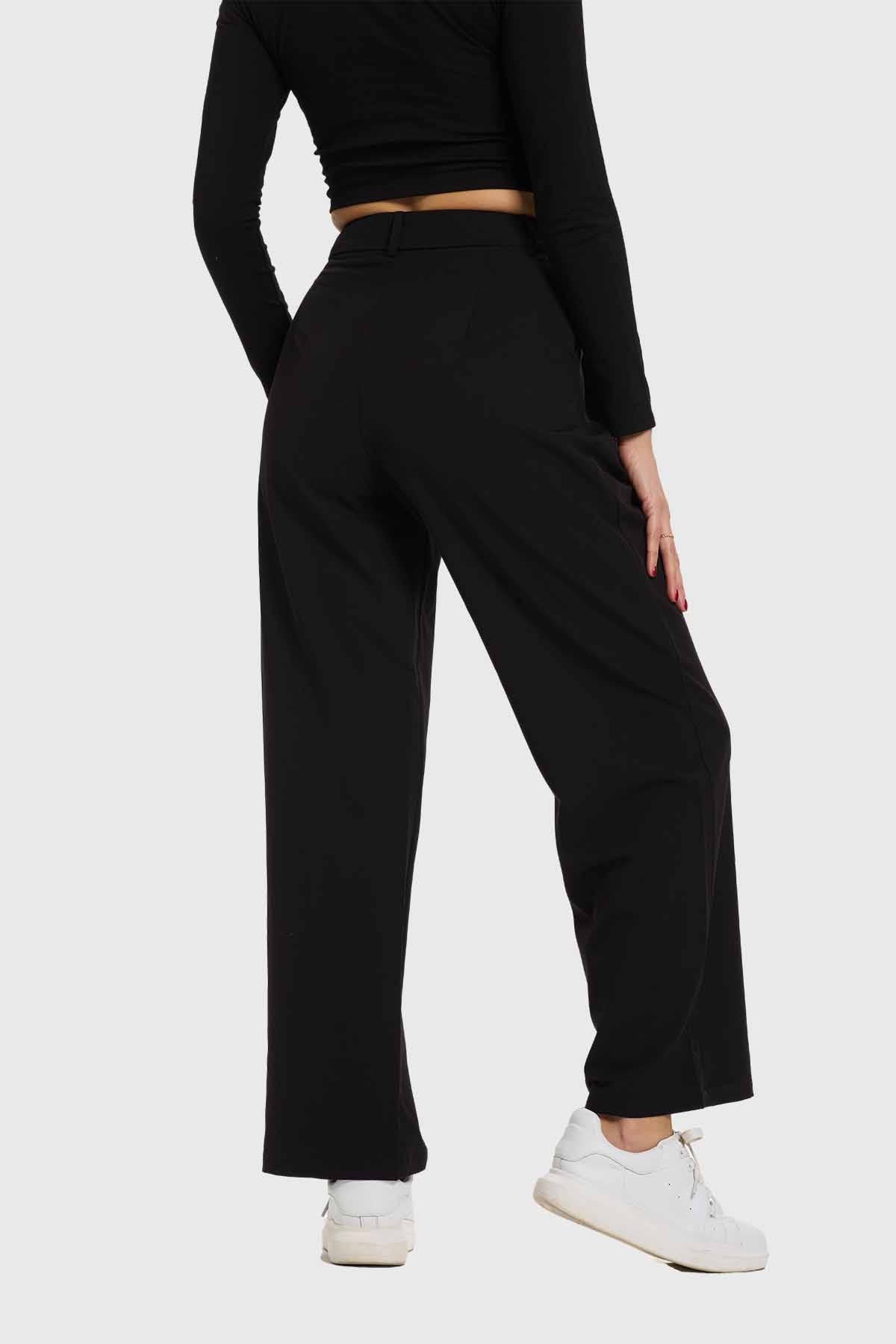 Pantalón Mujer Sastre Pinzas Triple Negro
