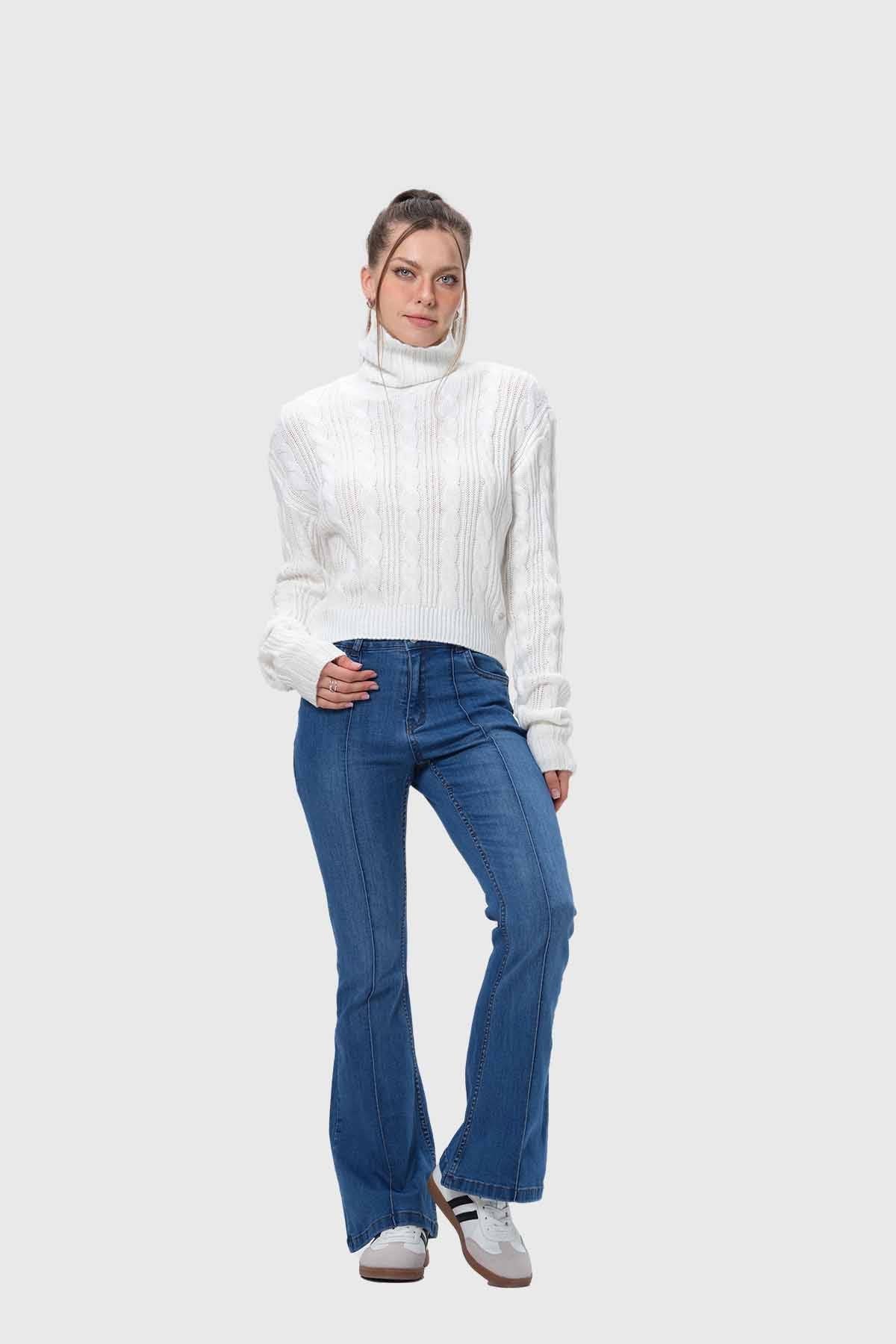 Sweater Mujer Trenzado Crudo