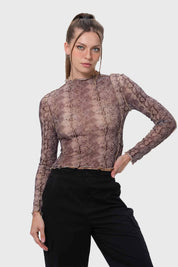 Polera Mujer Leopardo Rulé Café