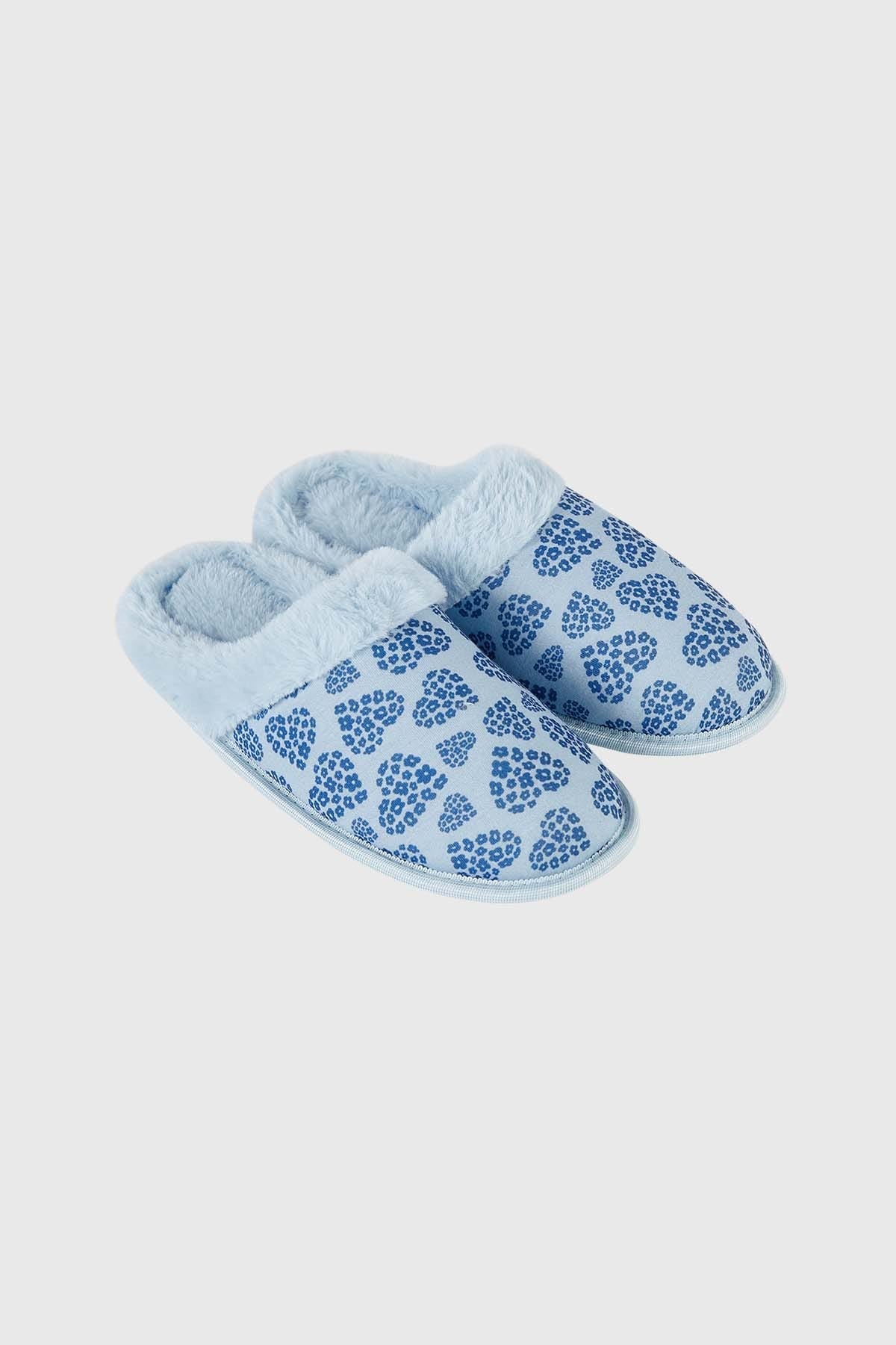 Pantufla Mujer Estampada Celeste