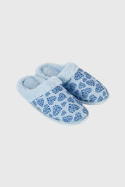 Pantufla Mujer Estampada Celeste