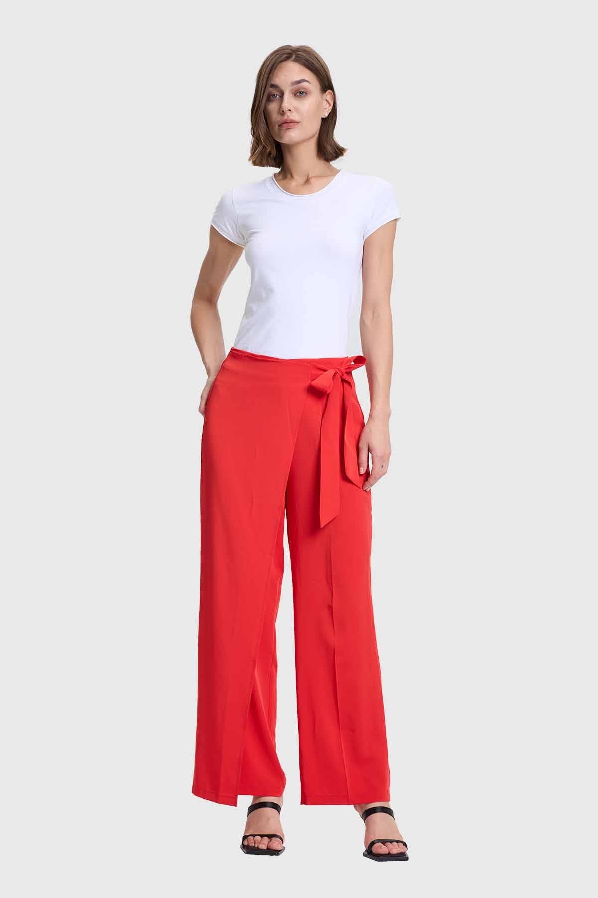 Pantalón Mujer Palazzo Aplicación Cruce Rojo