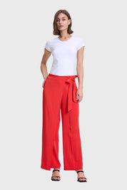 Pantalón Mujer Palazzo Aplicación Cruce Rojo