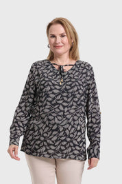 Blusa Mujer Crep Estampada Negro