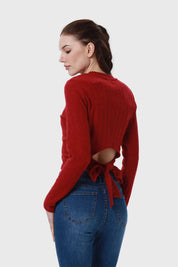 Sweater Mujer Detalle Rojo