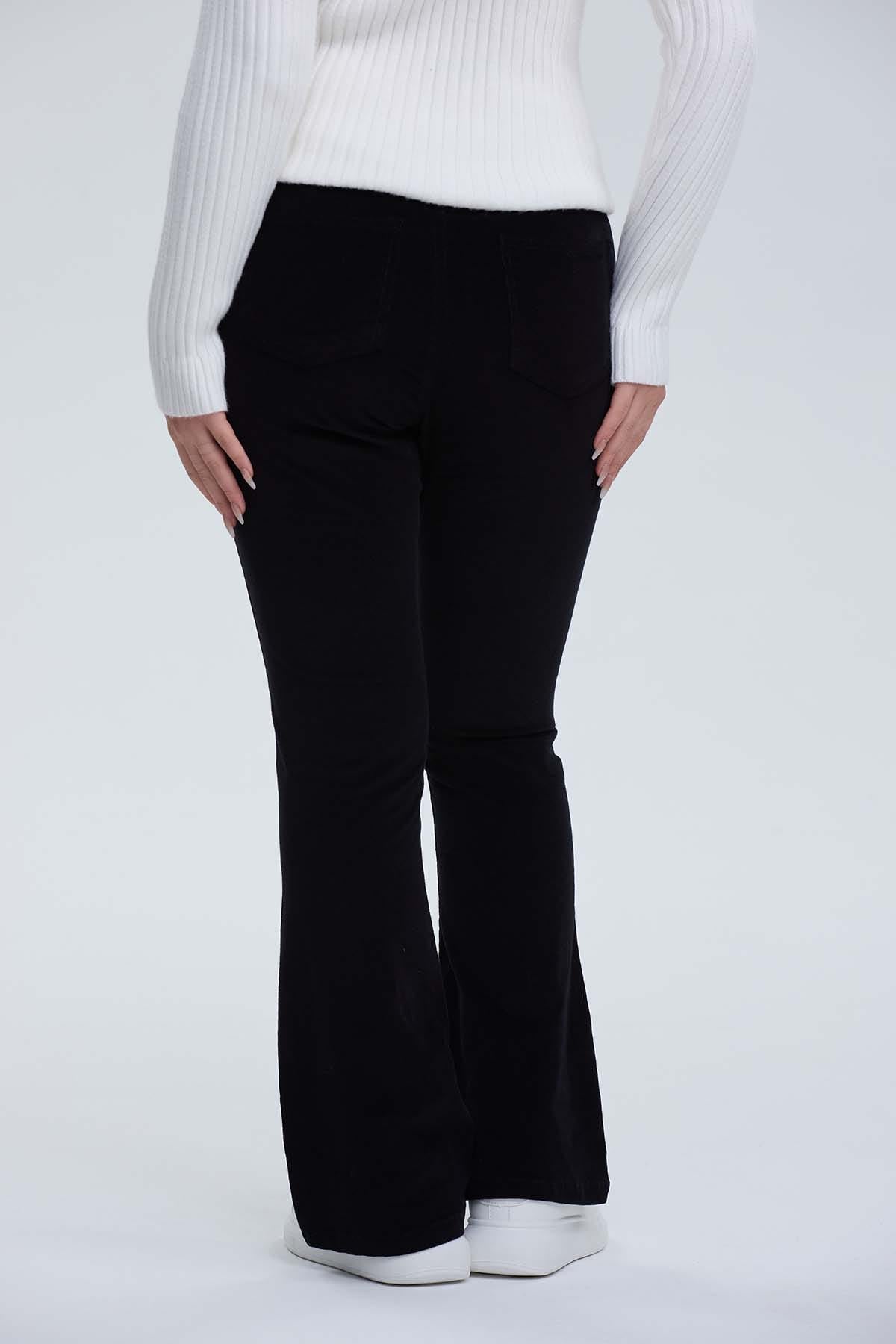Pantalón Mujer Flare Cotelé Negro