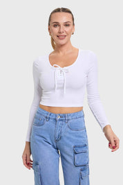 Polera Mujer Amarras Escote Blanco