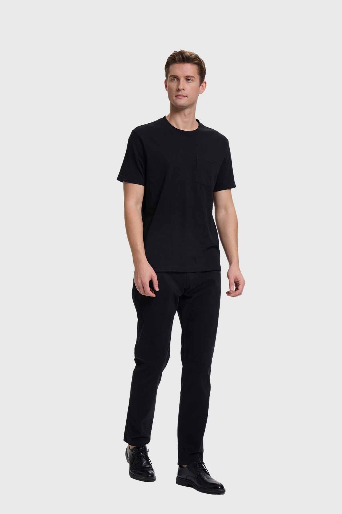 Polera Hombre Básica Con Bolsillo Negro
