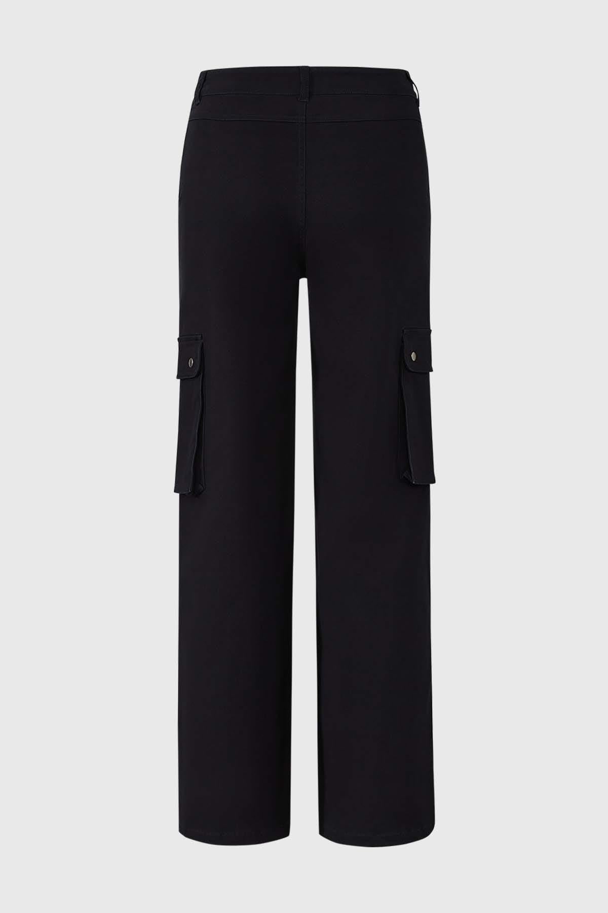 Pantalón Niña Wide Leg Cargo Negro