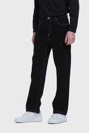 Jeans Hombre Wide Leg Costura Negro