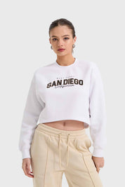 Polerón Mujer Crop Blanco