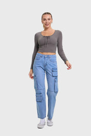 Polera Mujer Amarras Escote Gris