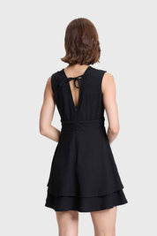 Vestido Mujer Corto Doble Capa Espalda Negro