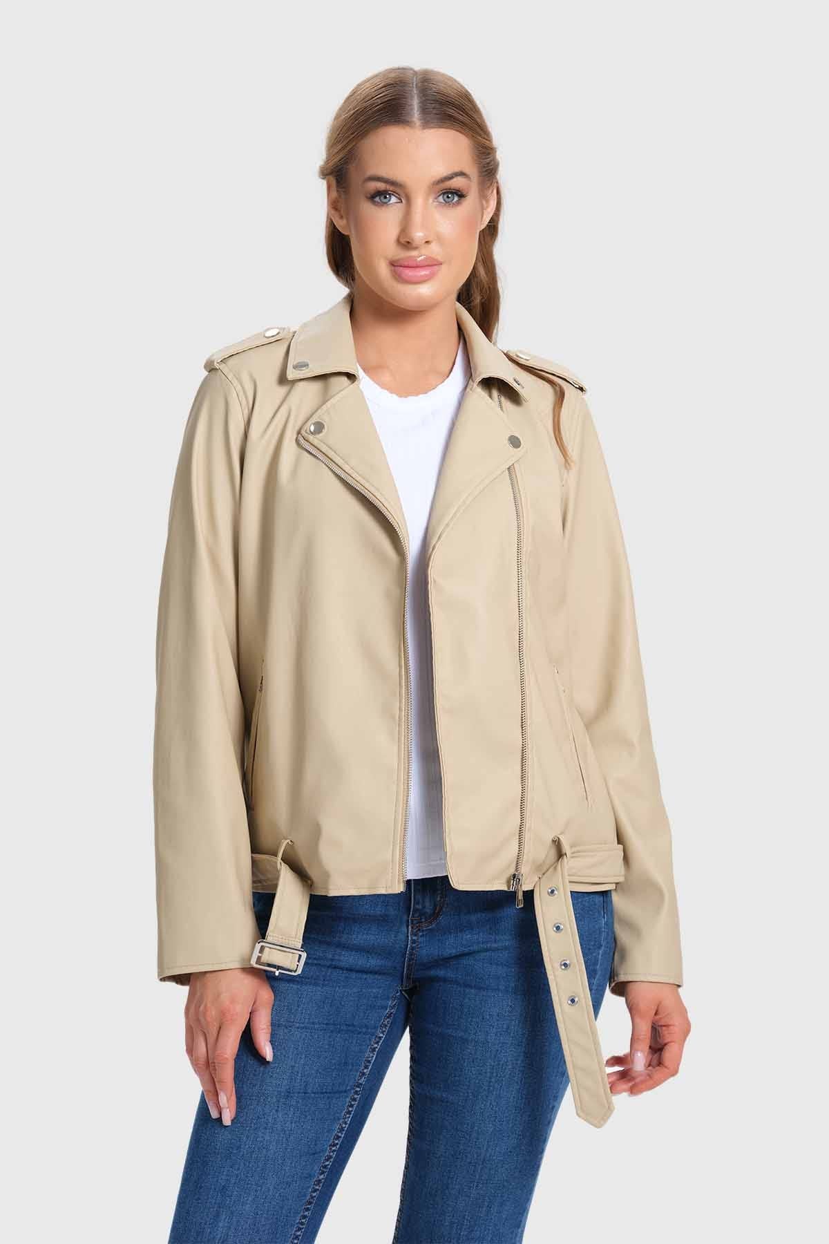 CHAQUETA MUJER BIKER BEIGE