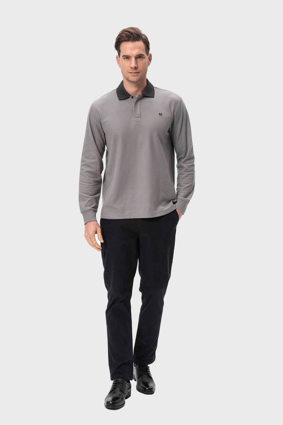 Polera Hombre Franja Gris