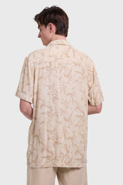 Camisa Hombre Print Tropical Beige