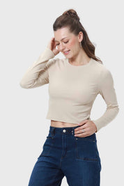 Polera Mujer Rib Beige