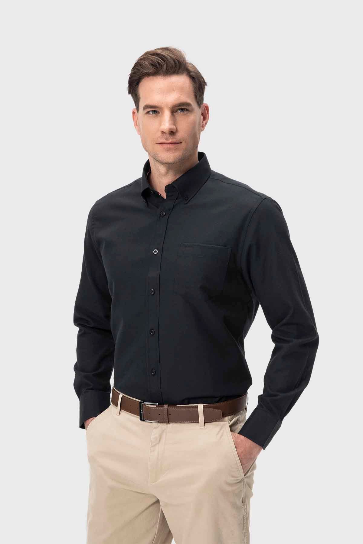 Camisa Hombre Oxford Negro